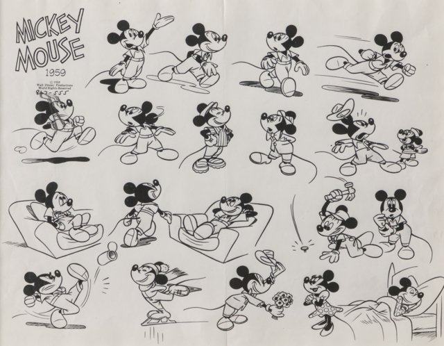 Mickey Mouse With Minnie Mouse Model Sheet (1959) | Disney Vintage ...