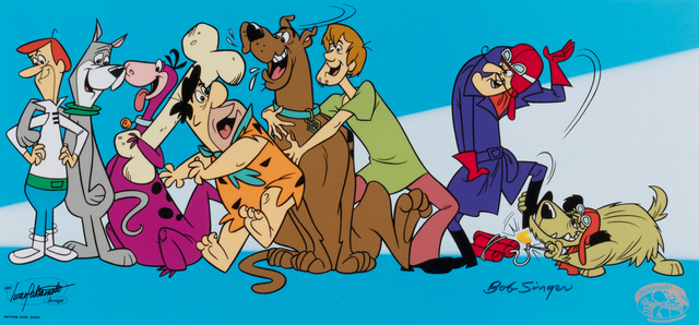 Hanna-Barbera - A Man And His Dog, showing characters like Scooby-Doo and Fred Flintstone